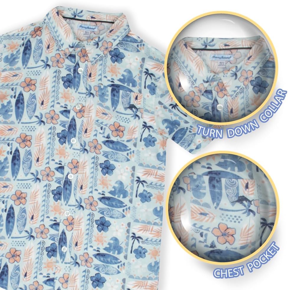 Tommy Bahama Boys Hawaiian Shirt & Shorts Set - Casual 2-Piece Summer Outfit for Kids