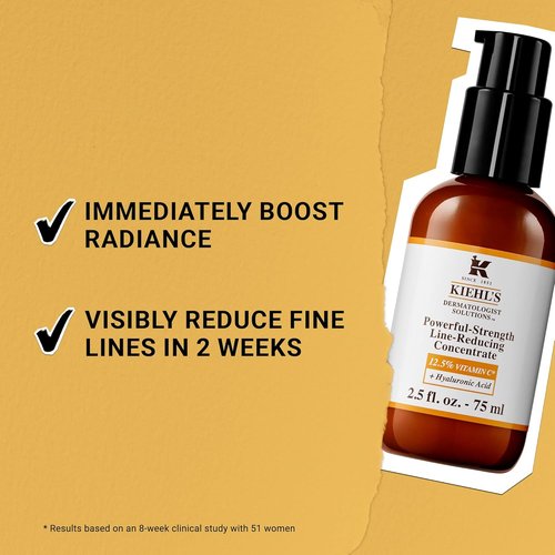 Kiehl's Powerful-Strength Vitamin C Serum - 12.5% Line-Reducing Face Concentrate | Boosts Radiance & Firmness