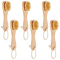 Nuanchu 6 Pcs Wooden Face Cleaning Brush Facial Exfoliator Brush Dry Scrubber Natural Bristles for Face Care Scrubber Exfoliator Wood Handle Facial Cleanser Tool to Unclog Pore