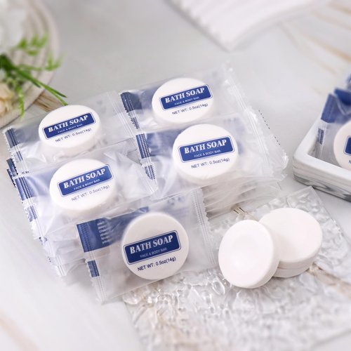 SLequipo Bulk Bar Soap Round, 200 pcs Mini Soap Bars Bulk Individually Wrapped, 0.5 oz Travel Soap Small Hotel Soaps Travel Size Toiletries for Hotel Bathroom(Round)