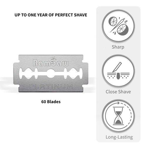 Bambaw – Double Edge Safety Razor Blades, Swedish Stainless Steel Razor Blades Refills – 60 Count