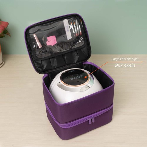 ButterFox Nail Polish Organizer Storage Case, Fits Nail UV Dryer Light and 30-40 Bottles Depending On Bottle Sizes, Nail Supplies Organizer (Royal Purple)