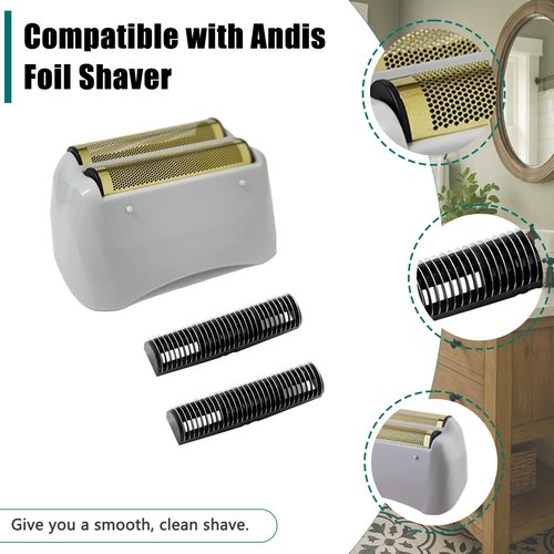 Foil Shaver Replacement Fit for Andis Model TS-1 TS-2 17150 17200 17235 Pro Foil Shaver, Replaces #17155 17160 17280 Foil and Blades -Profoil Lithium Shaver Head Parts- Hypoallergenic Gold Foil-3 Pack