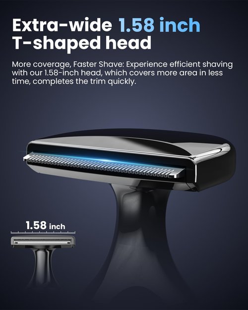 kurtmark Electric Back Shaver for Men, 5 in 1 Mens Back Shaver, Cordless Back Hair Trimmer for Men with Extendable Long Handle, Self-Service Body Groomer Razor with Wider Blade