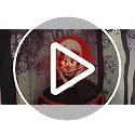 56-Inch Animated Talking Clown Decoration with Glowing Eyes for Halloween Indoor Outdoor Haunted House Prop