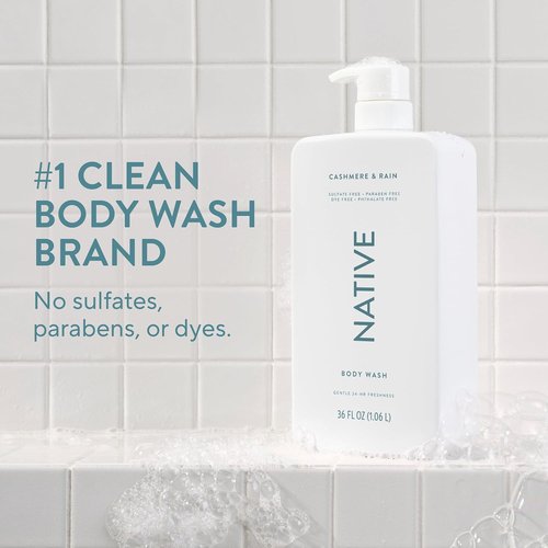 Native Body Wash - Cashmere & Rain Scent - Sulfate-Free & Gentle for All Skin Types | 36 oz Pump Bottle