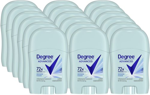 Degree Women’s Travel Deodorant Shower Clean 18-Pack – 72H Body Heat Activated Mini Antiperspirant, 0.5 Oz Ea