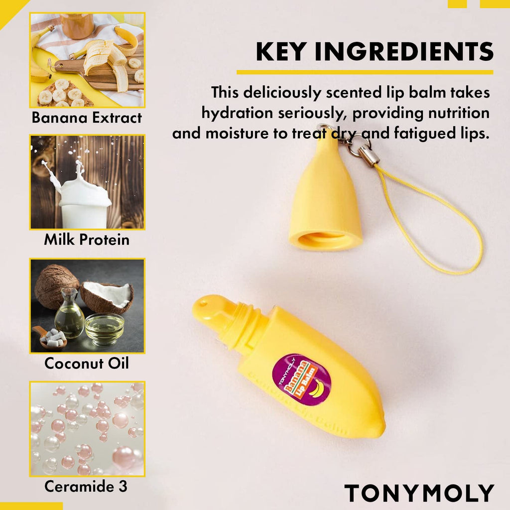 TONYMOLY Magic Food Banana Lip Balm - Hydrating Korean Lip Care with Shea Butter & Vitamin E | Travel Size