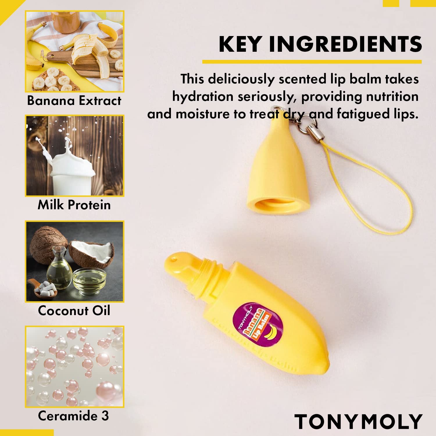 TONYMOLY Magic Food Banana Lip Balm - Hydrating Korean Lip Care with Shea Butter & Vitamin E | Travel Size
