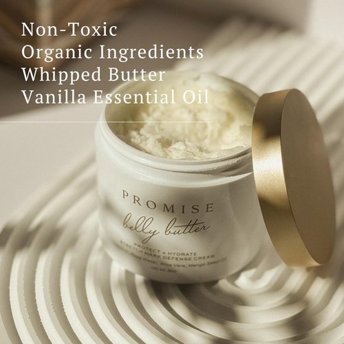 Promise Belly Butter - Stretch Mark Prevention Cream for Pregnancy | Deeply Hydrating, Vegan, 6 oz