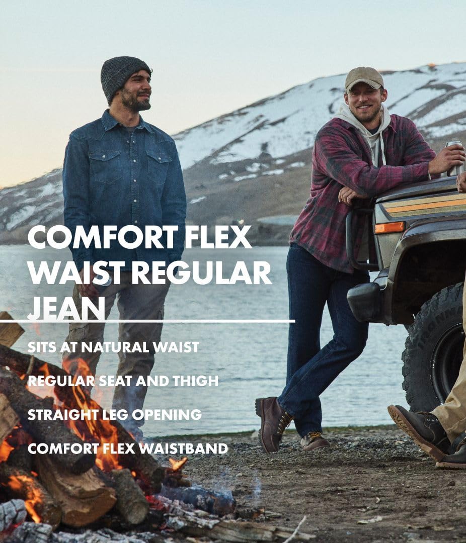 Wrangler Authentics Men's Comfort Flex Waist Jeans - Regular Fit, Versatile Style, Classic Blue