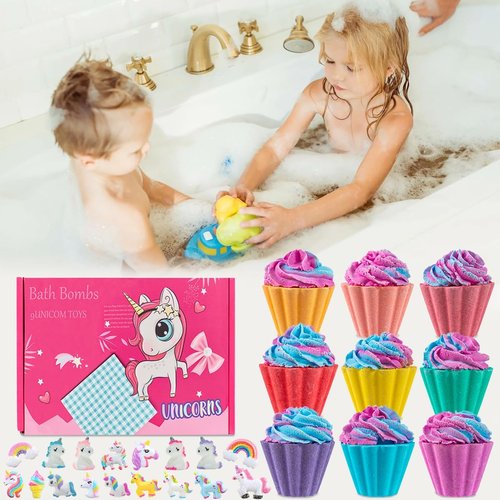 Bath Bombs for Kids with Surprise Unicorn Inside, 20 Kids Bath Bombs Gift Set, Handmade Bubble Bath Fizzes Bomb for Chrildren Birthday Christmas and Party Favor Christmas Gifts Set for Girls