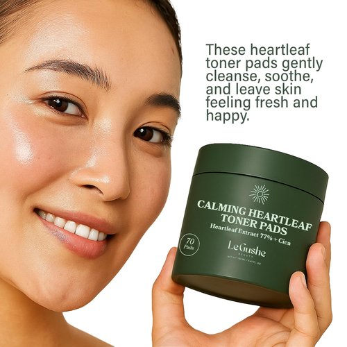 Le Gushe Heartleaf Face Toner Pads (70 Count) - Calming and Hydrating Toning Pads - CICA and Heartleaf Toner - for Troubled Skin and Breakouts (160 ml/ 5.41 fl oz)