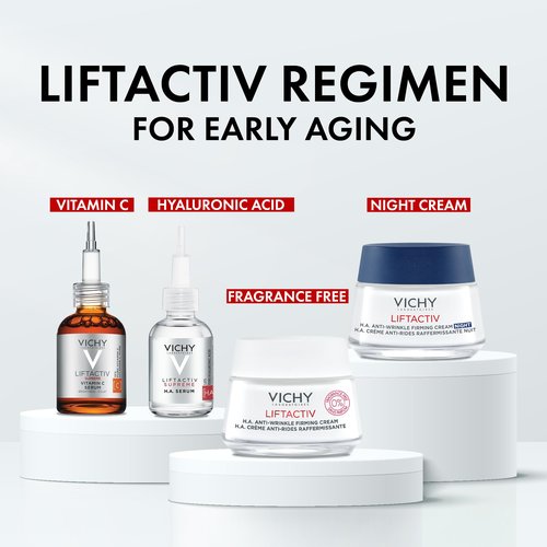 VICHY LiftActiv H.A. Anti-Wrinkle Firming Cream Fragrance Free, Anti Aging Face Cream With Vitamin C & Hyaluronic Acid, Smoothing & Firming For Wrinkles, Visibly Plumps Skin & Improves Radiance