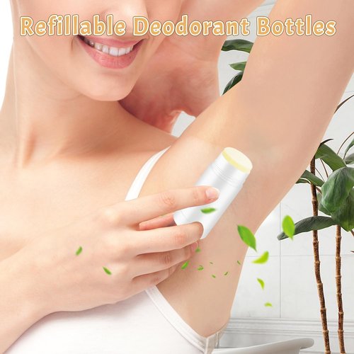 20 Pcs 15g/0.5oz Deodorant Jars Empty Refillable Round Plastic Deodorant Bottles Twist Up Bottom Filling Stick Tubes for Homemade DIY Lotion Bar Chapstick - White