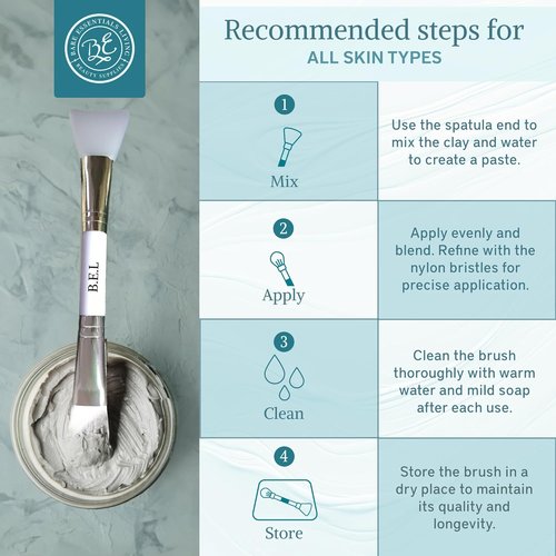 Bare Essentials Living - Clay Face Mask Brush | Dual Soft Silicone Applicator Tool, White