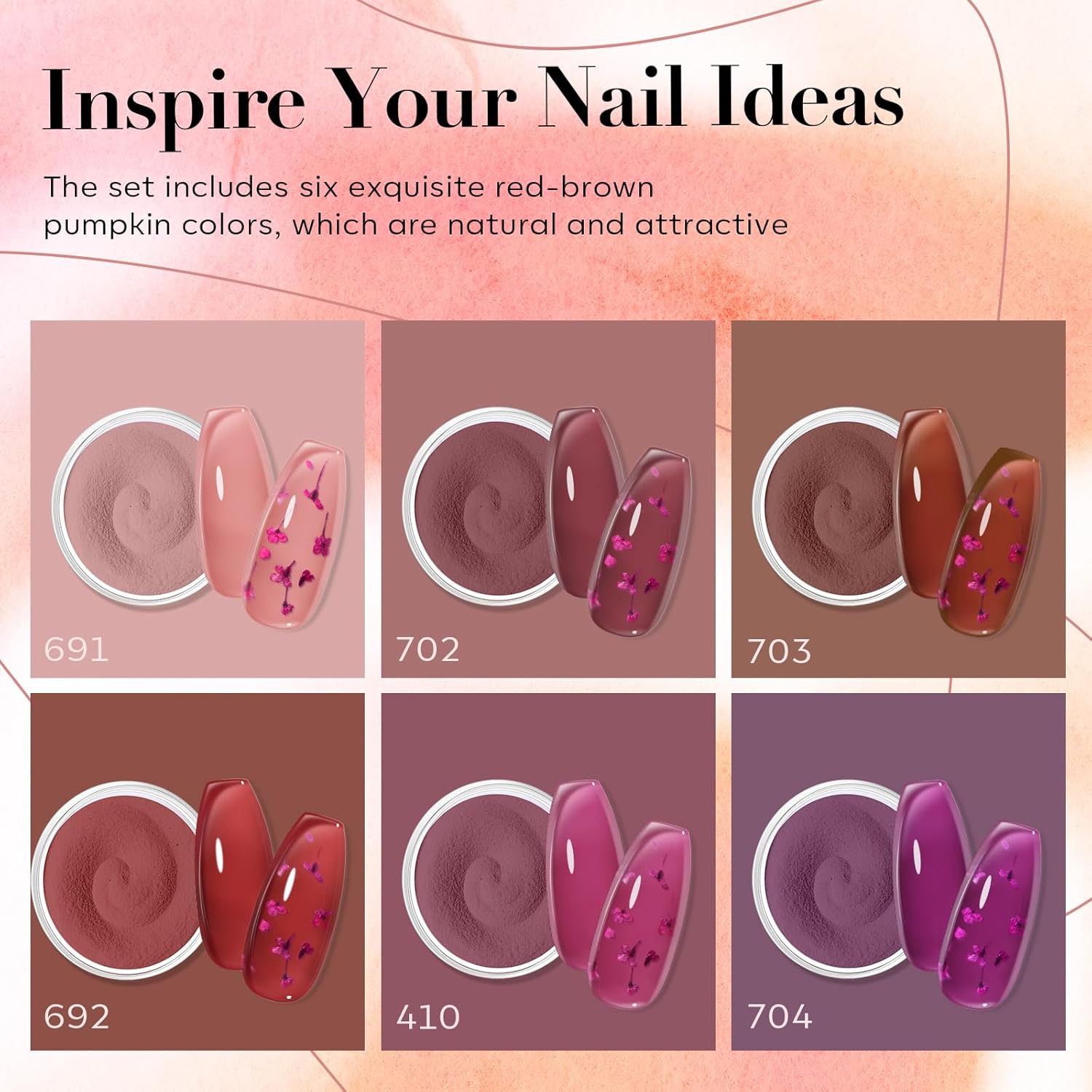 AZUREBEAUTY Dip Powder Set - 6 Pcs Blush Pink Jelly for Salon-Quality French Nail Art at Home