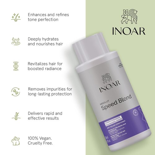 INOAR Absolut Speed Blond Conditioner - Argan Oil for Blonde & Gray Hair | Tone Neutralization & Hydration, 16.9 fl. oz.