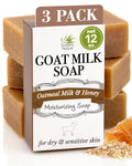 Southern Natural Goat Milk Soap Bar - Oatmeal Milk & Honey | 3-Pack for Dry, Sensitive Skin