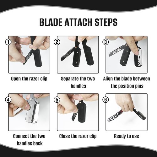 FEISIER Straight Razors for Men, Professional Straight Single Edge Razor Kit, Stainless Steel Barber Razor with 100 Replacment Blades,Premium Barber Razor for Men's Shaving Salon