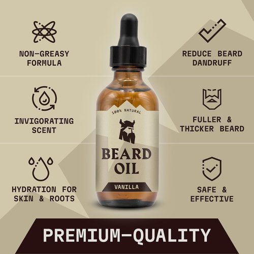 Striking Viking Vanilla Beard Oil - Naturally Derived Conditioner with Argan & Jojoba Oils for Soft, Moisturized Beard (2 Oz)