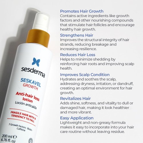 Sesderma SESKAVEL GROWTH Anti Hair Loss Lotion - Strengthens Hair & Promotes Growth | 6.8 fl oz