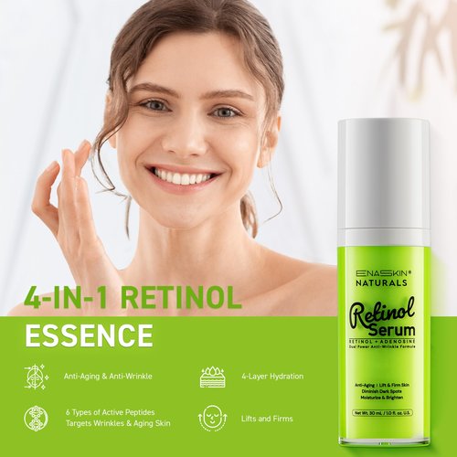 Anti-Wrinkle Retinol Serum for Face: Anti Aging Firming Skin Treatment with Hyaluronic Acid & Collagen - Deep Hydration Facial Care for Women Over 30，Daily & Night Use, 1.0 fl.oz