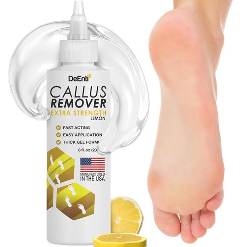 DeEnti Callus Remover Gel - Extra Strength 8oz for Dry Skin & Cracked Heels | Salon-Grade Foot Care