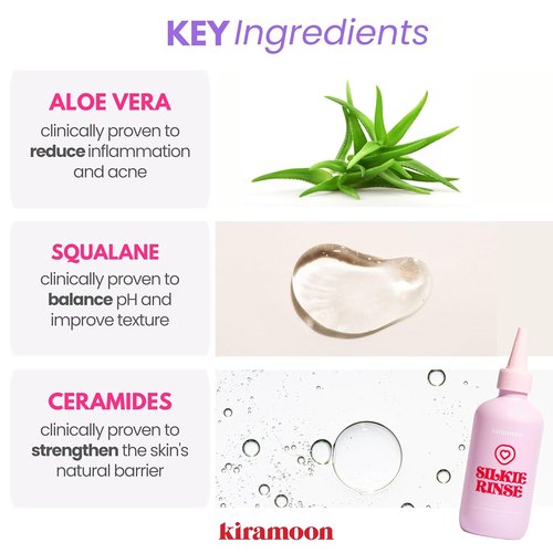 Kiramoon Face Wash - Silkie Rinse Hydrating Cleanser for Dry/Sensitive Skin | Makeup Remover with Ceramides & Squalane