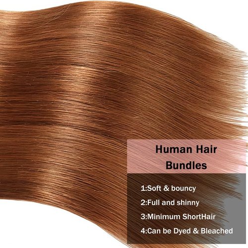 KODRHAR 12A Light Brown Straight Human Hair Bundles 22 24 26 Inch Double Weft Brazilian Straight Human Hair Extensions for Black Women 3 Bundles 30 Color