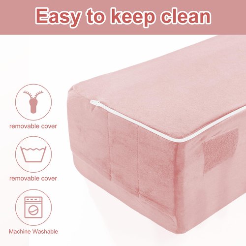 BALAPET Lash Pillows for Eyelash Extensions Ergonomic and Comfortable Velvet Foam Eyelash Pillow for Neck and Back Support Pillow Side Pockets can be Placed Tools,Easy to Graft Eyelashes(Pink)