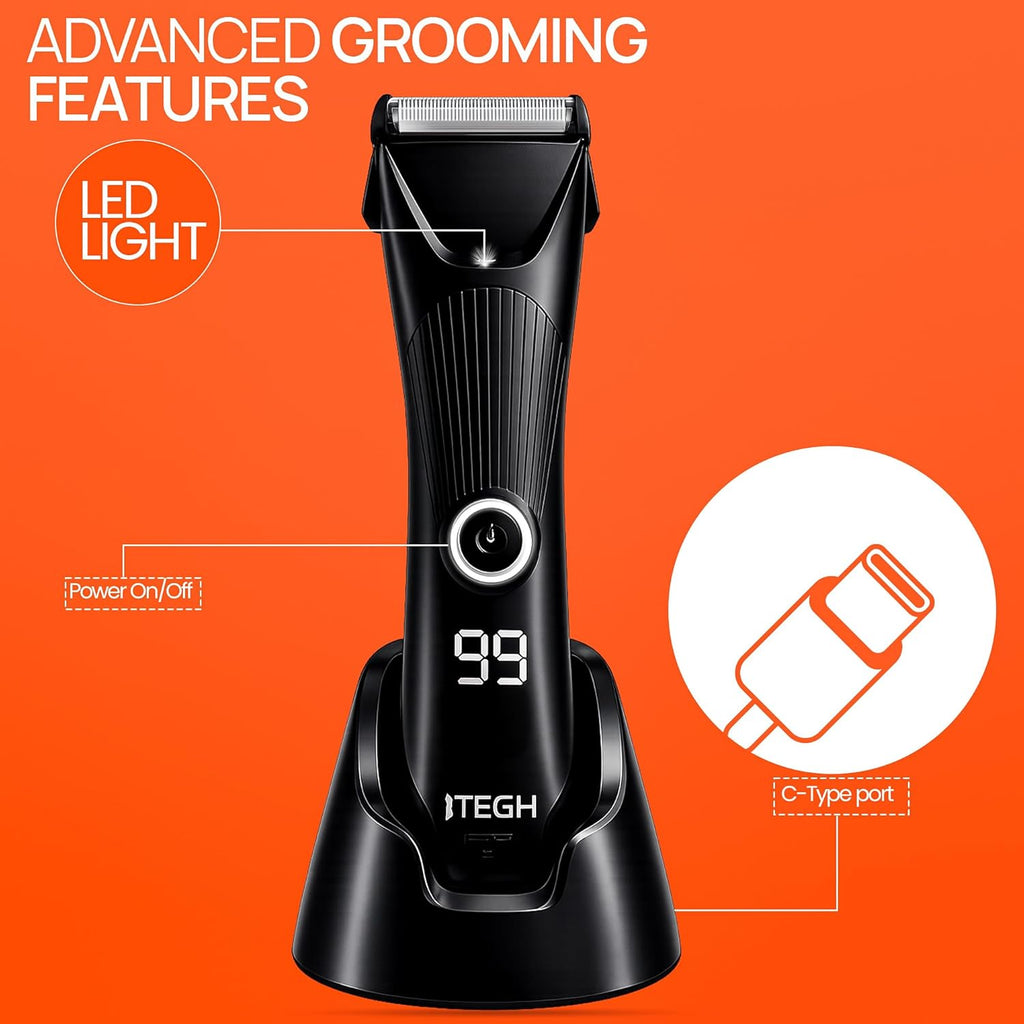 TEGH Men’s Beard & Hair Grooming Trimmer - Cordless, Waterproof, Rechargeable with Adjustable Guards
