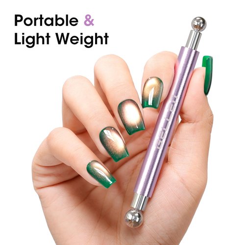 Gellen Double-Ended Cat Eye Magnet Stick for Nail – Dual Cat Eye Gel Nail Polish Sturdy Magnet Tool with Round Beads, Multifunctional Cat-Eye Nail Art Effect at Home or Salon DIY