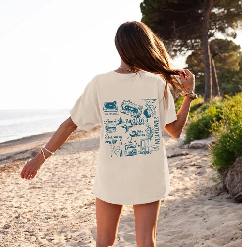 Skiennix Oversized Concert Album Shirt - Stylish Rock Band Tee for Women | Perfect Music Festival Outfit