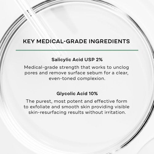 Replenix Gly-Sal Clarifying Acne Pads, 60 Count, Medical-Grade 10% Glycolic Acid & 2% Salicylic Acid Exfoliating Pads for Acne-Prone Skin, Help Clear Blemishes & Refine Pores, Non-Oily
