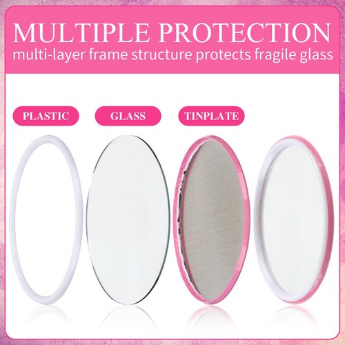 Soaoo 60 Pcs Breast Cancer Awareness Gifts for Women Pink Ribbon Pocket Mirror Bulk Round Portable Compact Mirror 2.68 Inch Makeup Mini Mirror Breast Cancer Awareness Accessories for Women