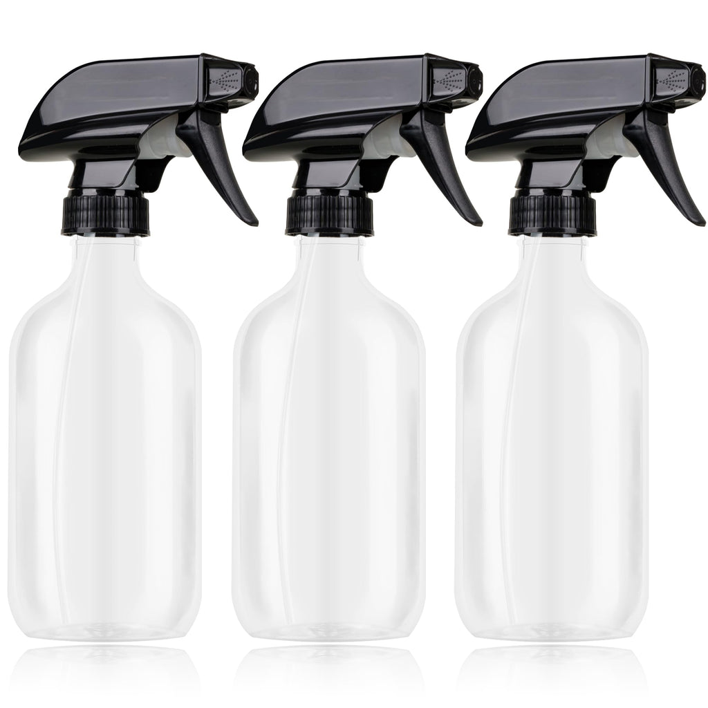 ZAZAWAWA Plastic Spray Bottles 3 Pack, Chemical Resistance Refillable 16 oz Empty Spray Bottle for Cleaning Solution, Durable and Powerful Nozzle, Spray Bottles for Hair, Plants, Cleaner, Oil