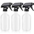 ZAZAWAWA Plastic Spray Bottles 3 Pack, Chemical Resistance Refillable 16 oz Empty Spray Bottle for Cleaning Solution, Durable and Powerful Nozzle, Spray Bottles for Hair, Plants, Cleaner, Oil