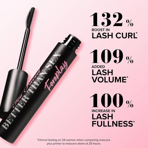 Too Faced Better Than Sex Volumizing Mascara & Foreplay Primer Duo | Volume & Conditioning, 0.17 Fl Oz & 0.13 Fl Oz