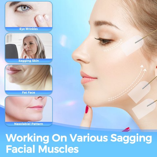 Face Tape Lifting Invisible, 120Pcs Face Lift Tape with 8 String, V Facelift Tape Instant Face Lifter Tape, Neck Tape Skin Tape for Lifting Sagging Skin, Turkey Neck, Eyes, Wrinkle, Double Chin, Jowls