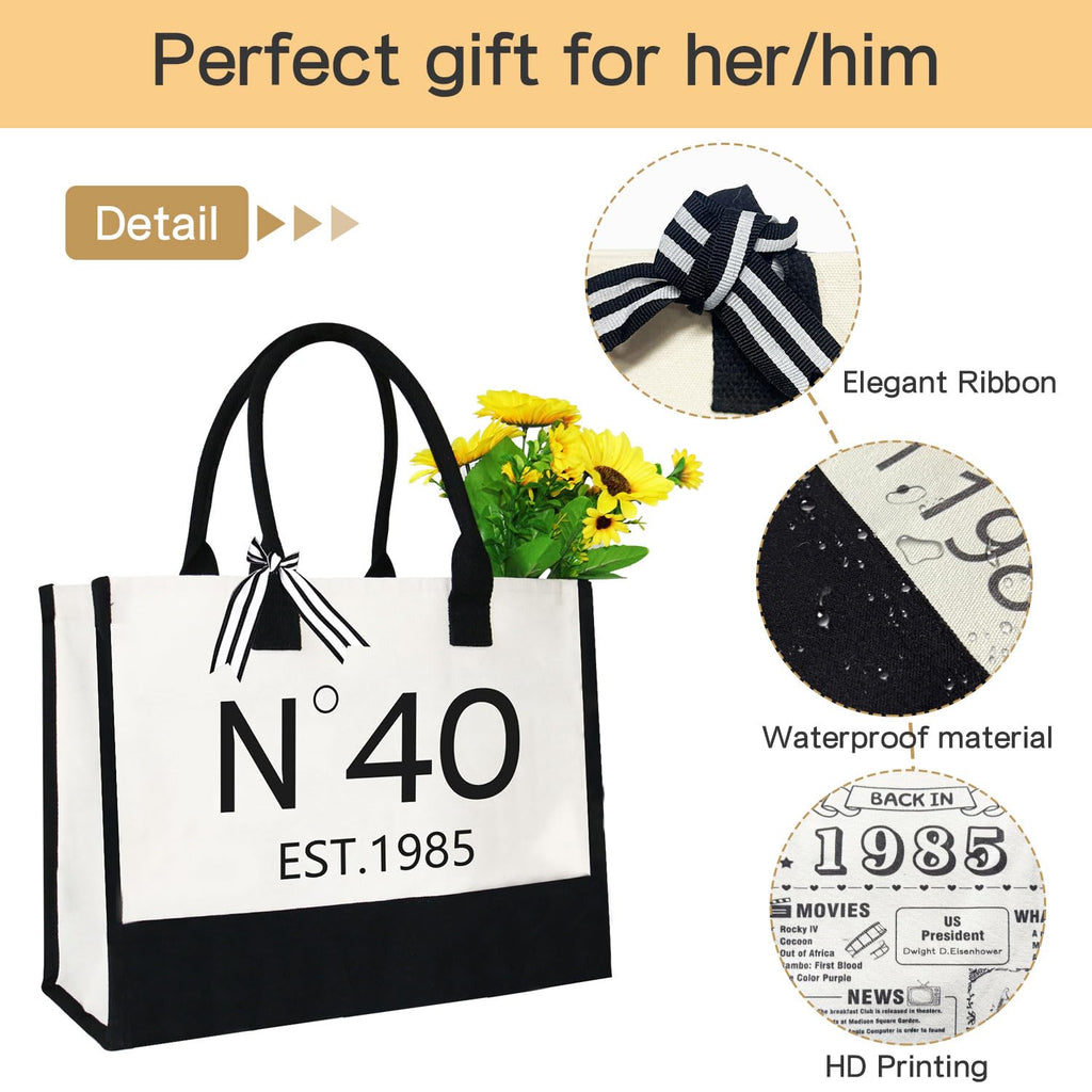 Zevulizen 40th 50th 60th Birthday Gifts for Women/Wife/Mom/Grandma/Sister/Friends/Aunt, 6Pcs (40th Bag Set 1985)