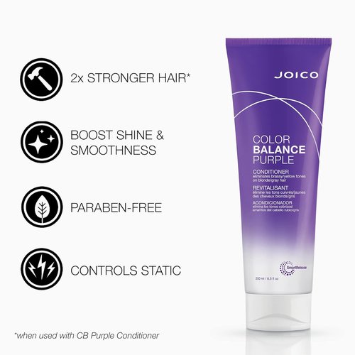 Joico Color Balance Purple Shampoo & Conditioner Set - Eliminate Brassy Tones for Cool Blonde & Gray Hair