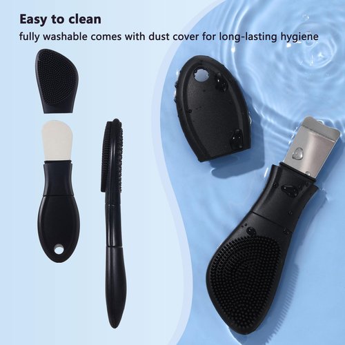 PeaKalo Silicone Face Scrubber Black Head Remover for Face- Appliances for Removing Make-up for Deep Cleansing Blackhead Remover Tools Face Spatula Makeup Removal Washing Brushes Pore Cleaner (Black)
