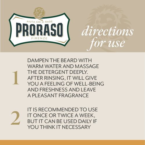 Proraso Wood and Spice Beard Wash - Moisturizing & Cleansing Cedarwood & Vanilla Beard and Face Wash - Men's Facial Cleanser - 6.8oz