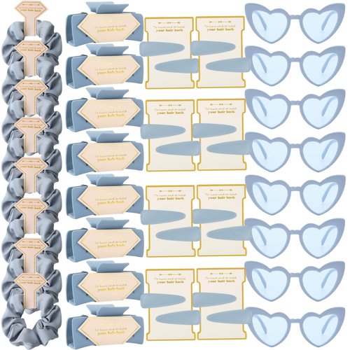 Tethzeng Bridesmaid Scrunchies Proposal Gifts Bachelorette Hair Claws Clips women heart sunglasses for Wedding Party Favors (40,blue)
