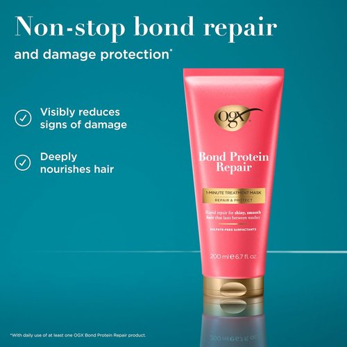 OGX Repair & Protect Bond Protein Treatment Mask - Deep Conditioning for Shiny, Smooth Hair | 6.7 fl. oz