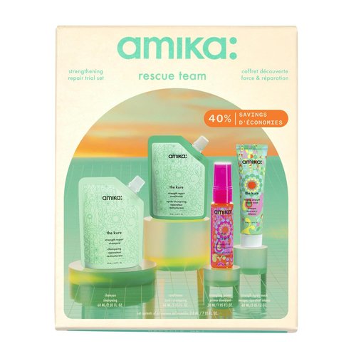 Amika Rescue Team Hair Routine Trial Set - Nourishing Shampoo, Conditioner & Treatment | Travel Size
