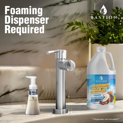 Bastion Antibacterial Foaming Hand Soap - Coconut Dream Scent - 64 oz Bulk Refill Jug | Non-Toxic & Made in the USA