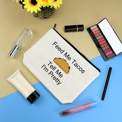 Funny Taco Lover Gifts Makeup Bag Gift for Women Girls Taco Day Gift Taco Party Gift Girlfriend Wife Soulmate Birthday Anniversary Christmas Wedding Gift for Friends Sister Cosmetic Bag Pouch