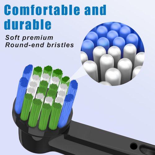 Replacement Toothbrush Heads Compatible with Oral B Braun Pro 500, 1000, Genius X, Smart 1500 Series, 8 Pack Professional Electric Toothbrush Heads, White+Black
